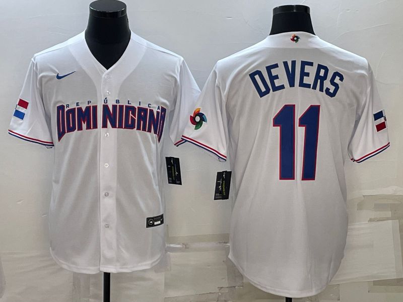Men 2023 World Cub #11 Devers White Nike MLB Jersey6->more jerseys->MLB Jersey